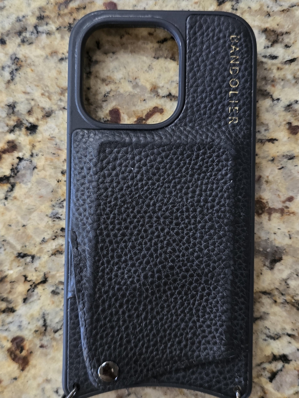 Bandolier Black Leather Card Slot Phone Case iphone 14 pro